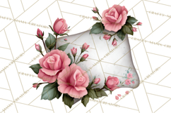 Rose Envelope Clipart, Romantic Floral Letter PNG Art Product Image 3