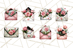 Rose Envelope Clipart, Romantic Floral Letter PNG Art Product Image 7
