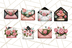 Rose Envelope Clipart, Romantic Floral Letter PNG Art Product Image 5