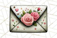 Rose Envelope Clipart, Romantic Floral Letter PNG Art Product Image 2