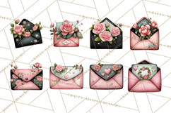 Rose Envelope Clipart, Romantic Floral Letter PNG Art Product Image 6