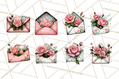 Rose Envelope Clipart, Romantic Floral Letter PNG Art Product Image 3