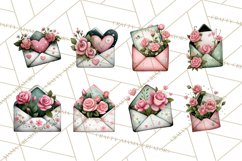 Rose Envelope Clipart, Romantic Floral Letter PNG Art Product Image 4