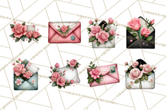 Rose Envelope Clipart, Romantic Floral Letter PNG Art Product Image 2