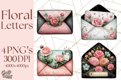 Rose Envelope Clipart, Romantic Floral Letter PNG Art Product Image 1