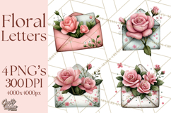 Rose Envelope Clipart, Romantic Floral Letter PNG Art Product Image 1