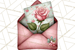 Rose Envelope Clipart, Romantic Floral Letter PNG Art Product Image 4