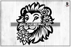 Floral Lion Portrait SVG, Safari Wild Animal Cut file DXF Product Image 1