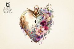 Floral Locket Heart watercolor Sublimation png bundle Product Image 2