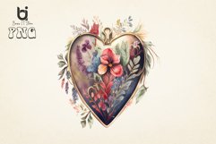 Floral Locket Heart watercolor Sublimation png bundle Product Image 3
