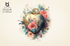 Floral Locket Heart watercolor Sublimation png bundle Product Image 4