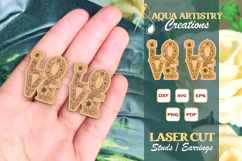 Floral Love Text Earrings, Studs, Wedding Laser Cut Gift SVG Product Image 1