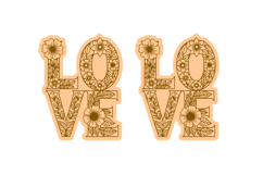 Floral Love Text Earrings, Studs, Wedding Laser Cut Gift SVG Product Image 2