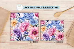Watercolor Floral Lunch Bag Sublimation Tumbler Wrap Design Product Image 2