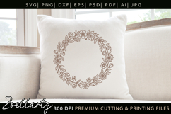 Floral Monogram SVG Cut File Flower Wreath Round Home Sign Product Image 5