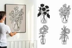 4 Floral Mason Jar SVG PNG Product Image 1