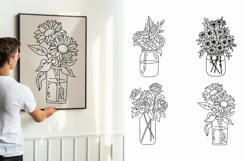 4 Floral Mason Jar SVG PNG Product Image 1