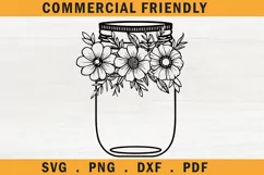 Floral mason jars svg,flower mason jar svg,wedding mason jar Product Image 2