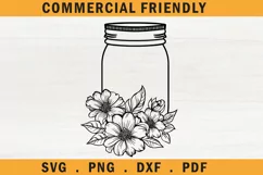 Floral mason jars svg,flower mason jar svg,wedding mason jar Product Image 3