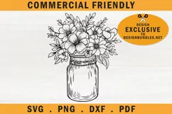 Floral mason jar svg,flower mason jar svg,wedding mason jar Product Image 1