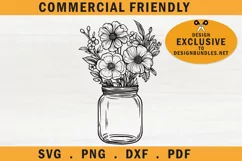 Floral mason jar svg,flower mason jar svg, wedding mason jar Product Image 3