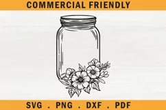 Floral mason jars svg,flower mason jar svg,wedding mason jar Product Image 1