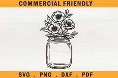 Floral mason jars svg,flower mason jar svg,wedding mason jar Product Image 1