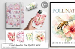 Floral Meadow Bee Quotes Digital Paper Product Image 1