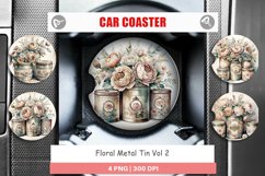 Car Coaster Floral Metal Tin Product Image 1