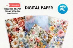 Floral Digital Paper, Floral Background Product Image 1