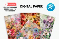 Floral Digital Paper, Floral Background Product Image 1
