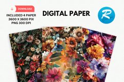 Floral Digital Paper, Floral Background Product Image 1