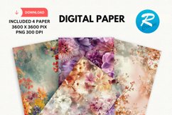 Floral Digital Paper, Floral Background Product Image 1