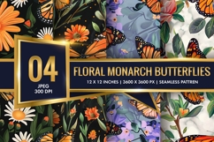Floral Monarch Butterflies Digital Paper Product Image 1