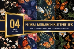 Floral Monarch Butterflies Digital Paper Product Image 1