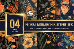 Floral Monarch Butterflies Digital Paper Product Image 1