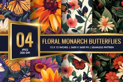 Floral Monarch Butterflies Digital Paper Product Image 1