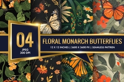 Floral Monarch Butterflies Digital Paper Product Image 1
