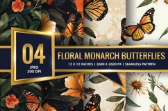 Floral Monarch Butterflies Digital Paper Product Image 1