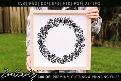 Floral Monogram SVG Cut File Flower Wreath Round Home Sign Product Image 2