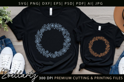 Floral Monogram SVG Cut File Flower Wreath Round Home Sign Product Image 6