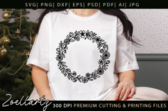 Floral Monogram SVG Cut File Flower Wreath Round Home Sign Product Image 3