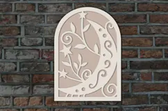 Floral Moon and Stars Laser Cut Wall SVG