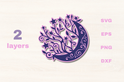 Layered Floral Moon celestial SVG Product Image 1