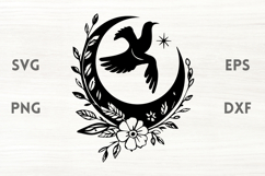Floral moon and bird SVG Product Image 1