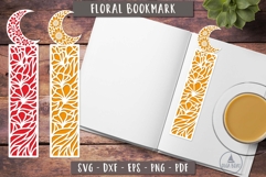 Floral Moon Bookmark SVG Layered design