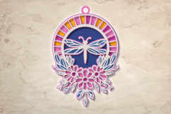Floral Moon Dragonfly - 6 SVG layers Product Image 2