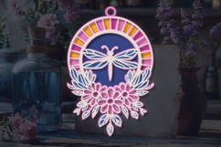 Floral Moon Dragonfly - 6 SVG layers Product Image 1
