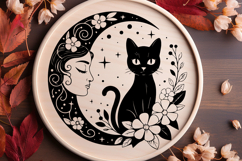Floral moon Lady Black cat Product Image 1
