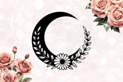 Floral Moon Laurel SVG Product Image 1